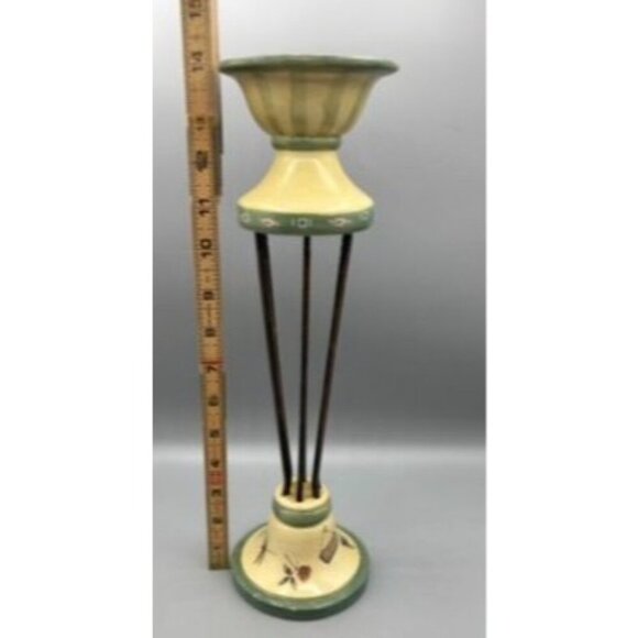 Pfaltzgraff Wrought Iron Resin Candlestick Holder Bee Flowers 14" - Picture 7 of 7